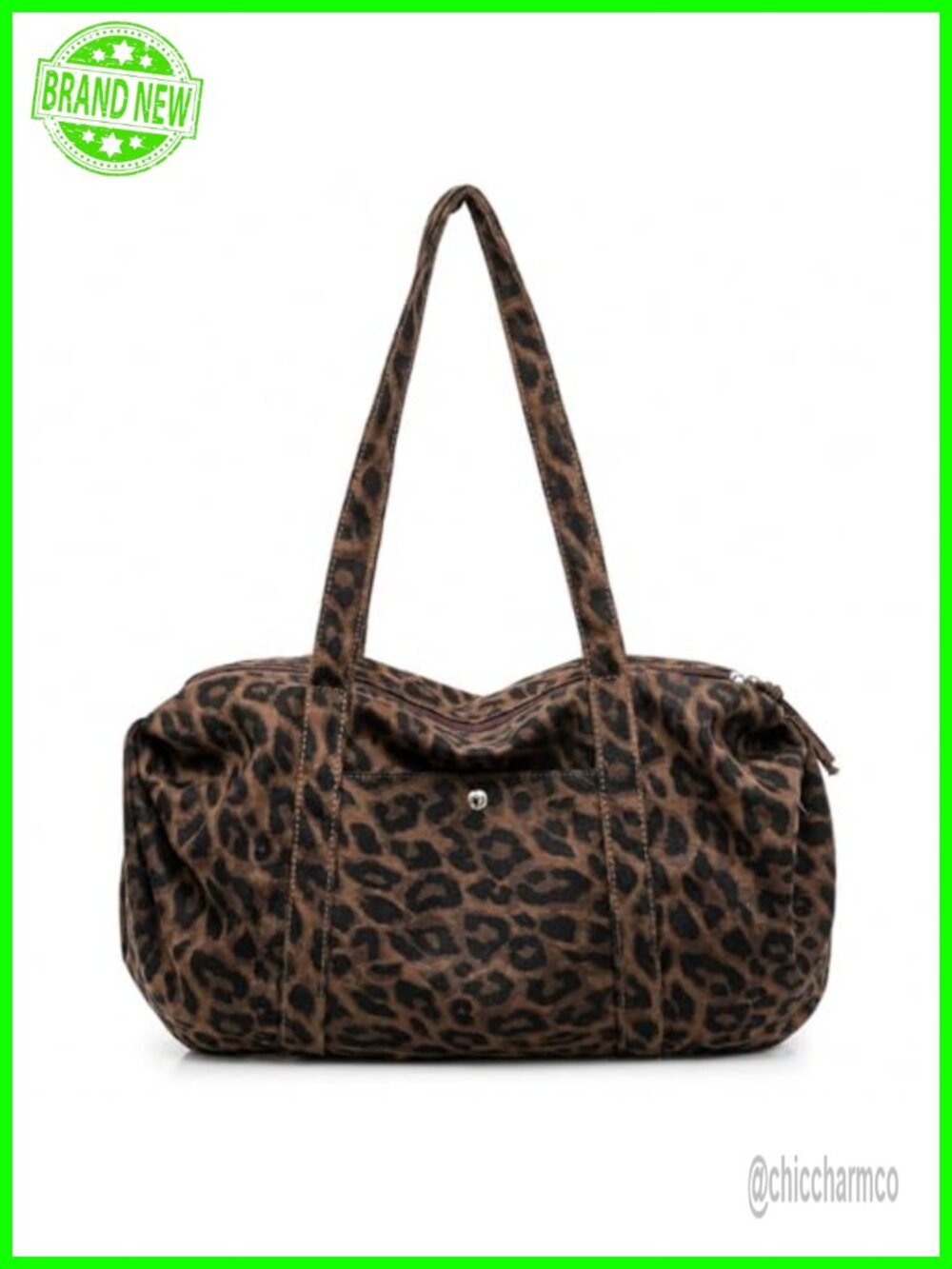 Leopard Print Canvas Bowler Tote Bag Y2K Shoulder Purse for Women